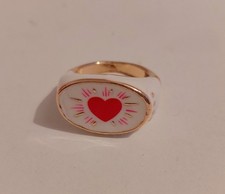 ZARA set Of Three Ceramic And Metal Painted Rings. White And Gold. Size M