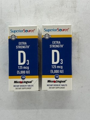 Superior Source Vitamin D3 5000 IU Extra Strength 2 x 100ct EXP 8/2027 FREE SHIP