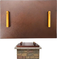 FEBTECH- 22.6" Fire Pit Lid Rectangle Carbon Steel Firepit Cover with 2 Handles