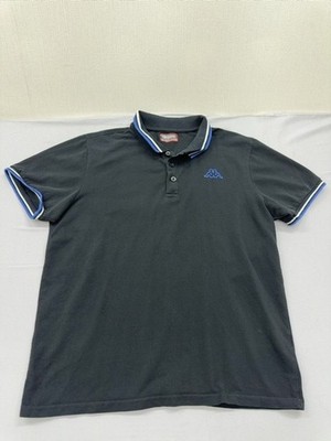 Kappa Herren Poloshirt Grau XL Kurzarm Blau Besatz Logo Freizeit
