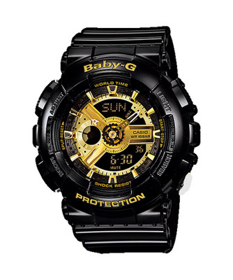 Casio G-Shock BA110-A Baby G Black Gold Quartz Digital Womens Watch