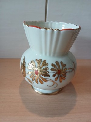 Schaubachkunst prachtvolle Blumenvase Blumendekor echt Goldrelief 12 cm