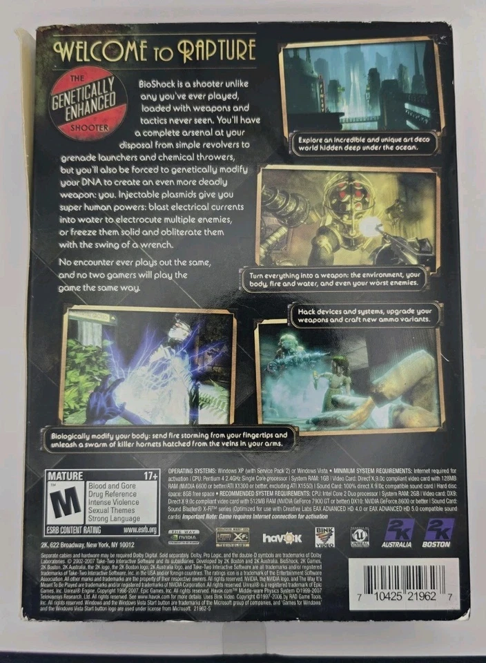 New Sealed - BioShock PC DVD Video Game 2K Games Windows - Image 2 of 4