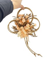 Vintage 1980s Light Peach Artificial Dried-Look Floral D cor   15  