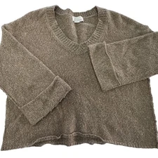 Anthropologie Sweater Womens Small Brown Maggie Fuzzy Pullover Cozy Relaxed Soft