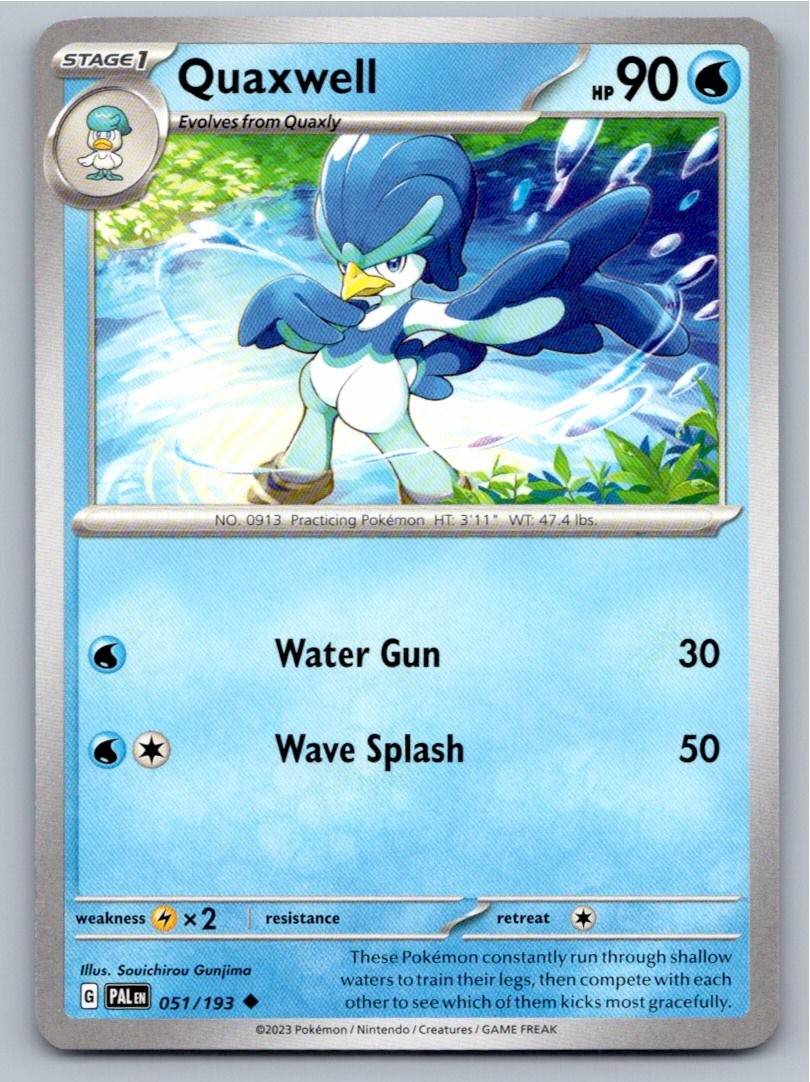 2023 POKEMON QUAXWELL PALDEA EVOLVED 051/193 UNCOMMON NM A38414 FREE S&H