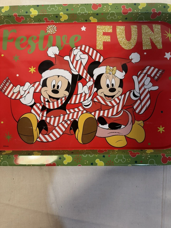 Disney Christmas Mickey and Minnie Tray- Rectangular Tin Serving Tray- 13.5" L  - Image 2 of 4