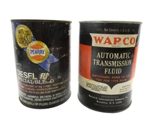 2 - Warco & Penray Transmission Fluid Diesel  Quart Vintage Car Truck Parts USA