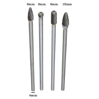 4*Rotary Burr 1/4 Inch 6mm Shank 150mm Long Carbide Cutter CNC Engraving Bit