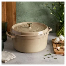 NEW SALE! Staub Cast Iron 7 qt, Round, Dutch Oven, Sesame