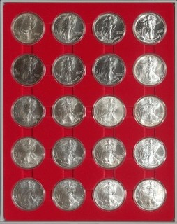 USA 1986 2007: Sammlung mit 22 x 1 Dollar in Silber (1 Unze) st AMERICAN EAGLE