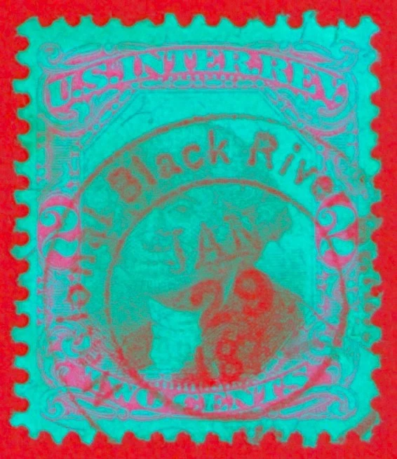 US BOB SC#R104 2c DOUBLE CIRCLE HAND STAMPED  NATIONAL BLACK RIVER BANK USED - Image 4 of 4