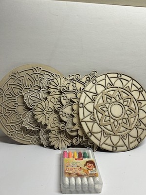 6 PCS Wooden Wall Decorations Unfinished DIY Crafts Paint Acrylic Markers Decor