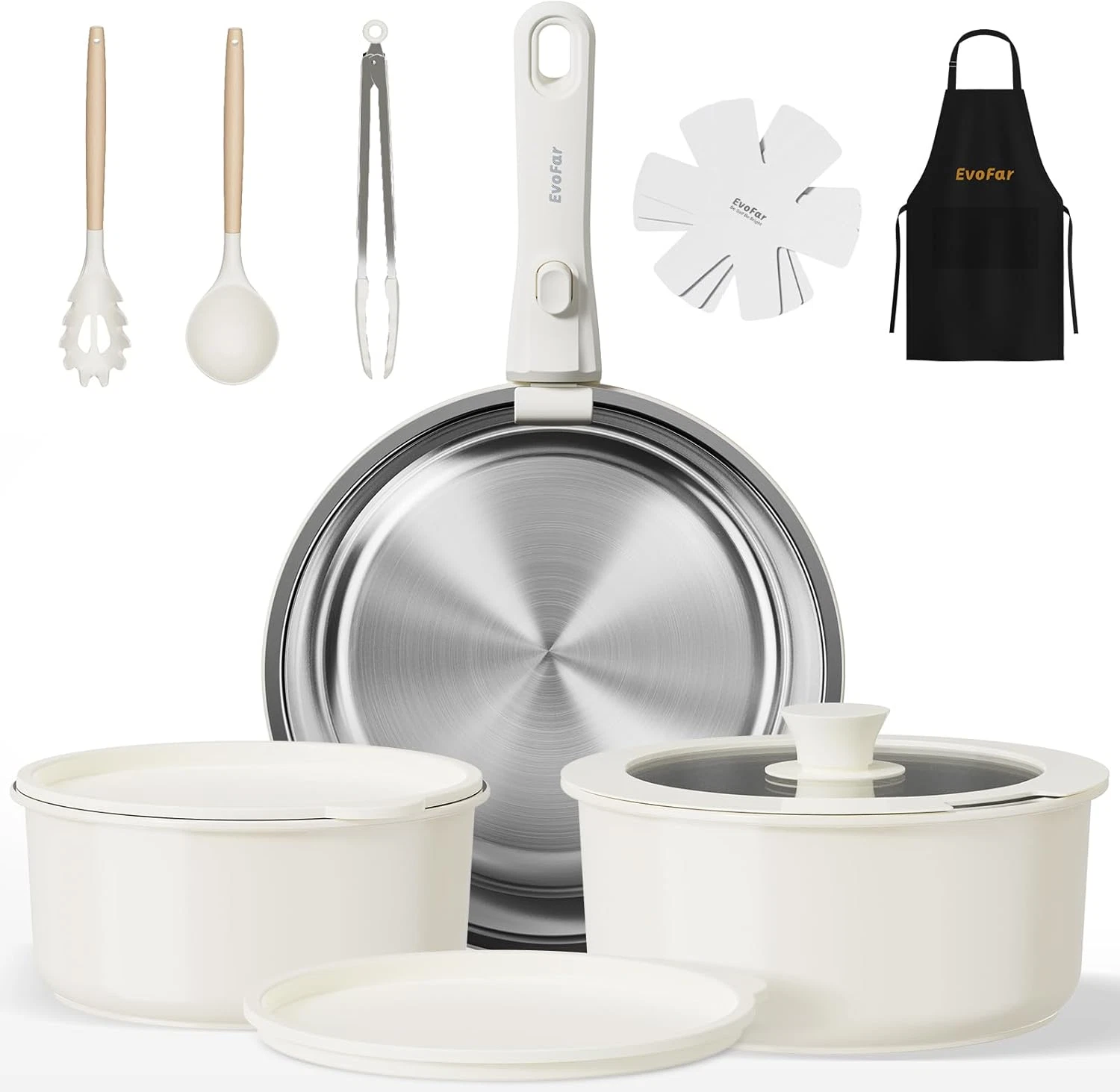 14-Piece Detachable Stainless Steel Cookware Set - Space-Saving & Safe