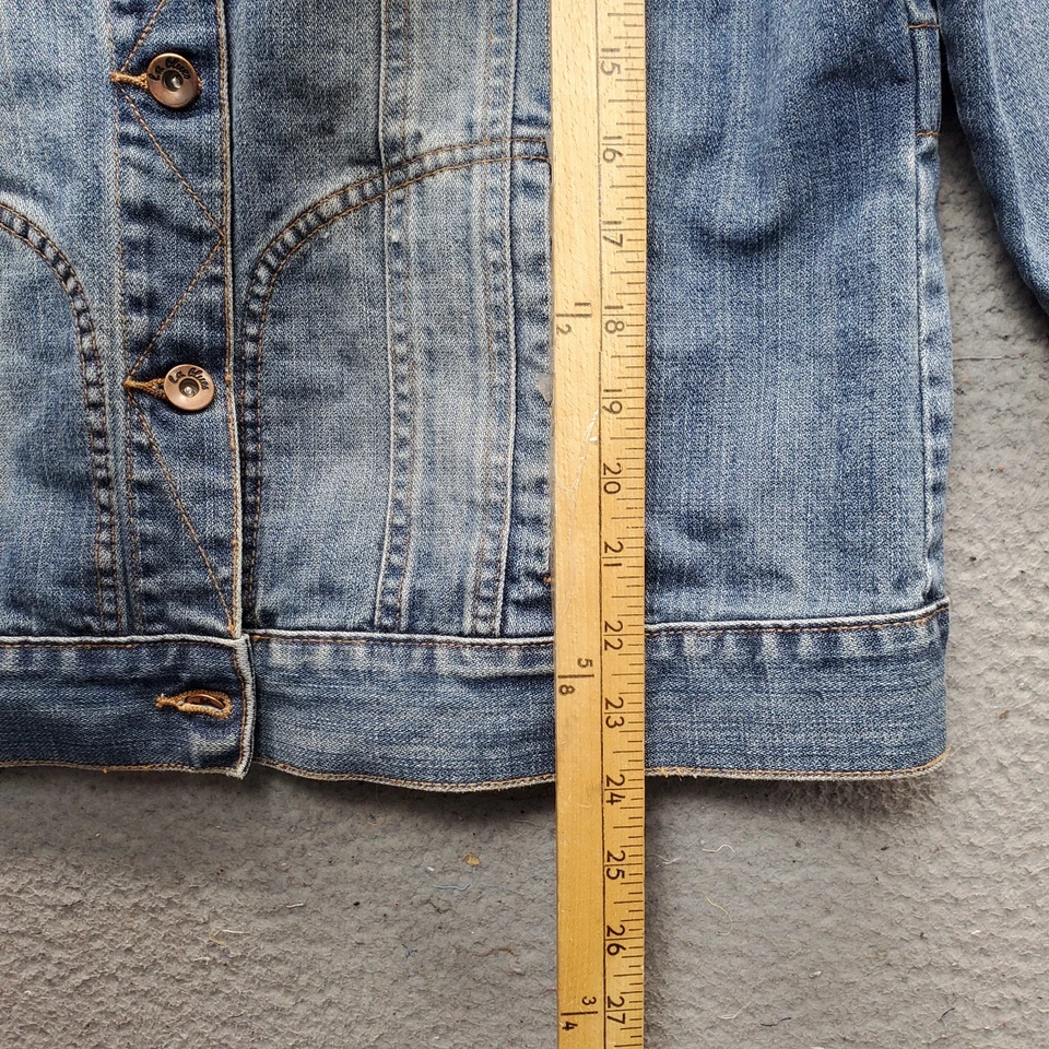 Chaqueta vaquera L.A. Blues Trucker para mujer 14/16W azul denim manga larga botón delantero Foto 4 de 4