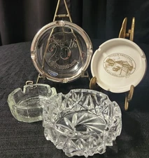 Vintage Ashtrays 25th Silver Anniversay, Tobaccoville, Crystal and Blenko Art