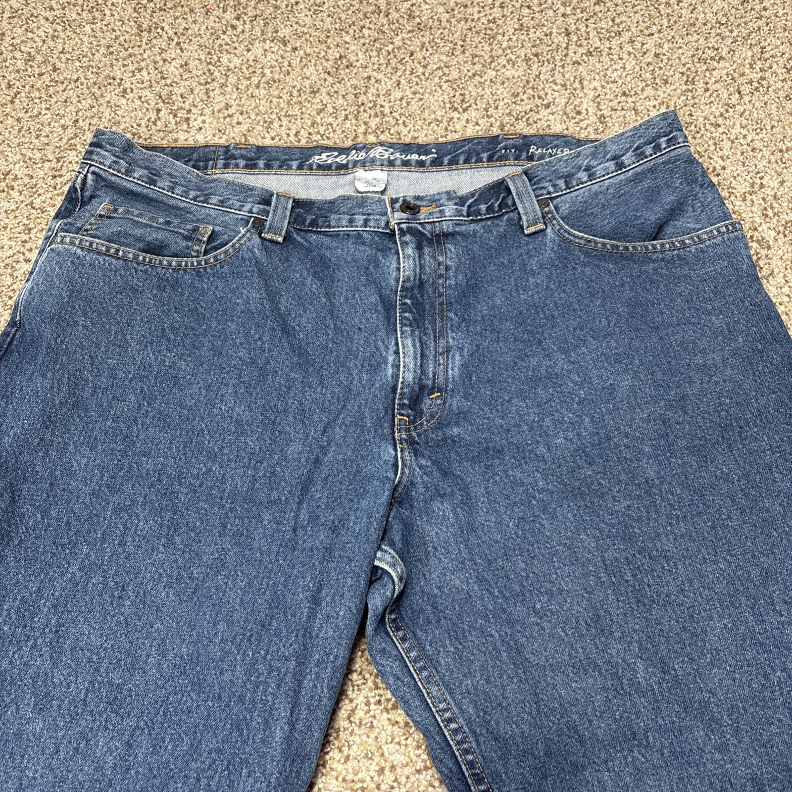 Eddie Bauer Jeans Men 40x30 Blue Denim Relaxed Fit Straight (40x29) - View 2