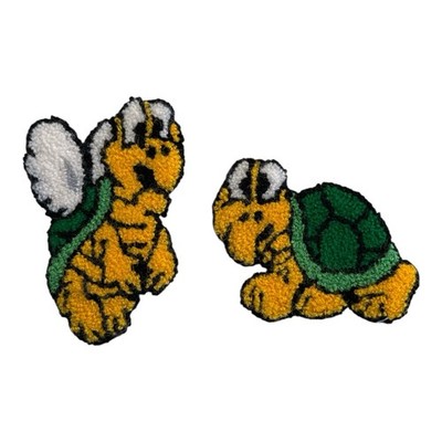 Vtg Punch Needle Mario Koopa Troopa Turtle & Flying Turtle Embroidery Patch
