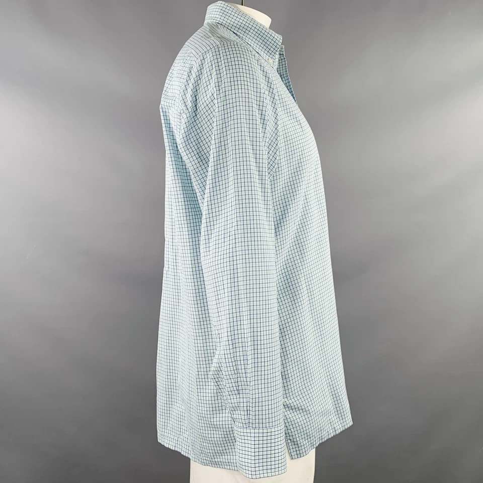 Camisa manga larga de algodón a cuadros blanca azul verde talla M/L CHARVET Foto 3 de 4