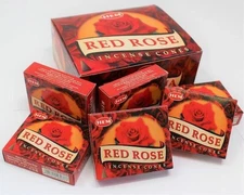 HEM Red Rose Incense Cone Dhoop Pack of 12X10 Cone Each Packs 120 Incense Cones