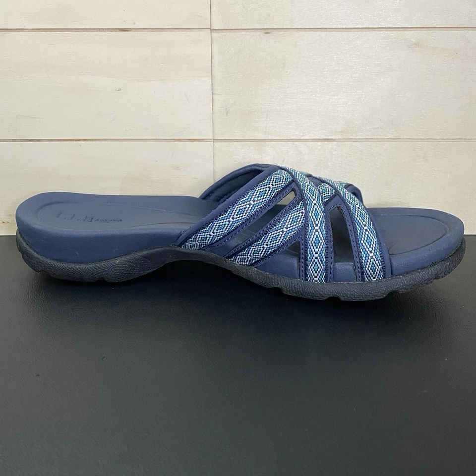 LL Bean Boothbay горки сандалии женский размер 9 туфли синий белый - Изображение 3 из 4