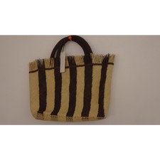 Veronica Beard Dans La Main Bag Women's Striped Palm Brown Tote Bag Nwt 325