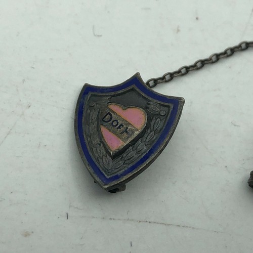 1925 Vtg Sterling Top D Of H Lapel Pin w/Chain "25" Daughters Of Hope Q1 - Picture 4 of 12