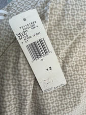 NWT 144 JONES NEW YORK 12 SLACKS PANTS IVORY TAN SHIMMER WIDE LEG HIGH WAIST