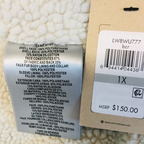 NEU Levi's schwarze dicke Sherpa gefütterte schwere Winter Trucker Jacke aus Kunstleder 1X - Bild 10 von 12