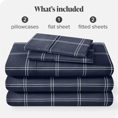 Split King Bed Sheet Set - 5-Piece Ultra-Soft Microfiber, Midnight/White - Picture 11 of 11