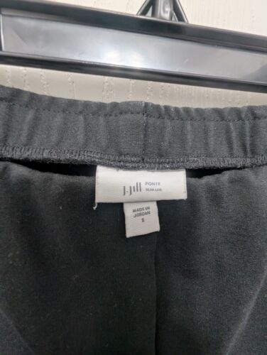 J. JILL Ponte Slim Leg Pants Elastic Waist Pull On Seamed Stretch Black Size S - Picture 5 of 7