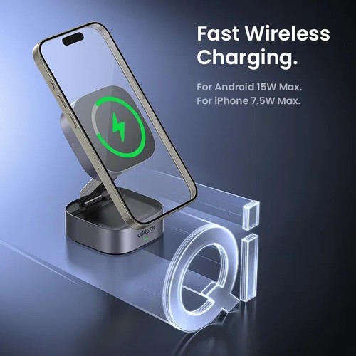 25W Magnetic Foldable Wireless Charger Mini Portable 2 in 1 Fast Charging Stand - Picture 3 of 17