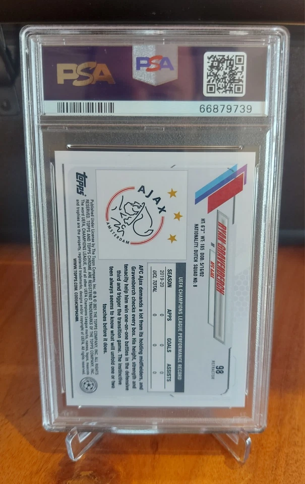 2020 Ryan Gravenberch Topps Chrome Refractor Rookie RC PSA 10 - Image 2 of 2