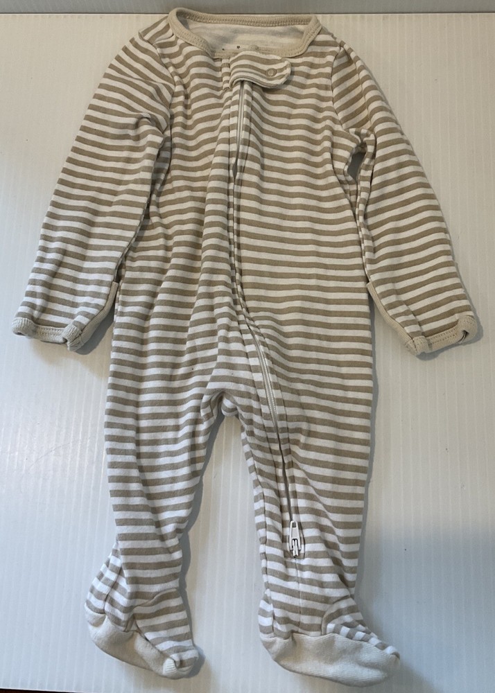 Cloud Island Unisex Tan Striped Cotton Long Sleeve Baby Bodysuit NB-0M