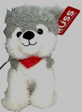 Russ Make Someone Happy Husky Gray White Dog Plush with Heart Bandana 12"