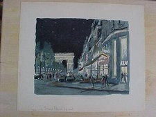 Vintage Franz Herbelot Paris de Champs Firmado Numerado Acuarela/Litografía