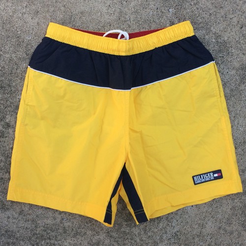 Vintage Tommy Hilfiger Flag Color Block Board Surf Swim Trunks Shorts Sailing M - 第 1/6 張圖片