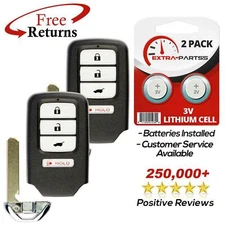 2 For 2015 2016 2017 2018 Honda Fit HR-V Keyless Smart Prox Remote Car Key Fob