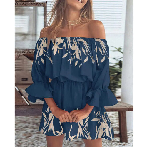 Ladies Summer Floral Sundress Boho Holiday Beach Women Mini Dress 1 - Picture 21 of 30