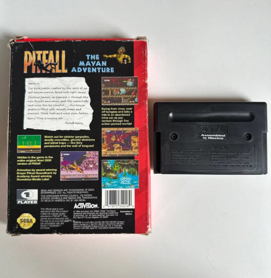 Pitfall: The Mayan Adventure (Sega Genesis, 1994) Box and Game Cartridge - Image 2 of 2