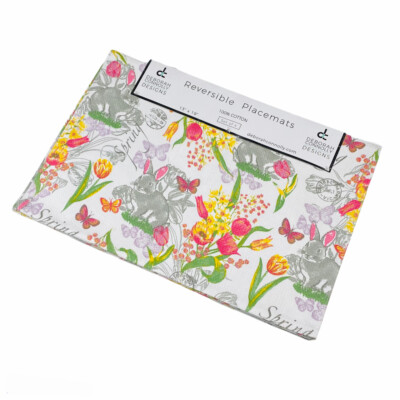 Tulips Daffodils Bunny Rabbits Spring Easter Placemats Set of 4 Deborah Connolly