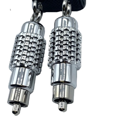 PRADA Robot Charm Keychain SilverxBlack Triangle Logo A Rank - Picture 5 of 8