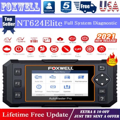 t*.様 【新品未開封】正規品 NT624エリート 故障診断機 OBD2 FOXWELL NT624 Elite Full System Auto Diagnostic Tool OBD2 Oil EPB