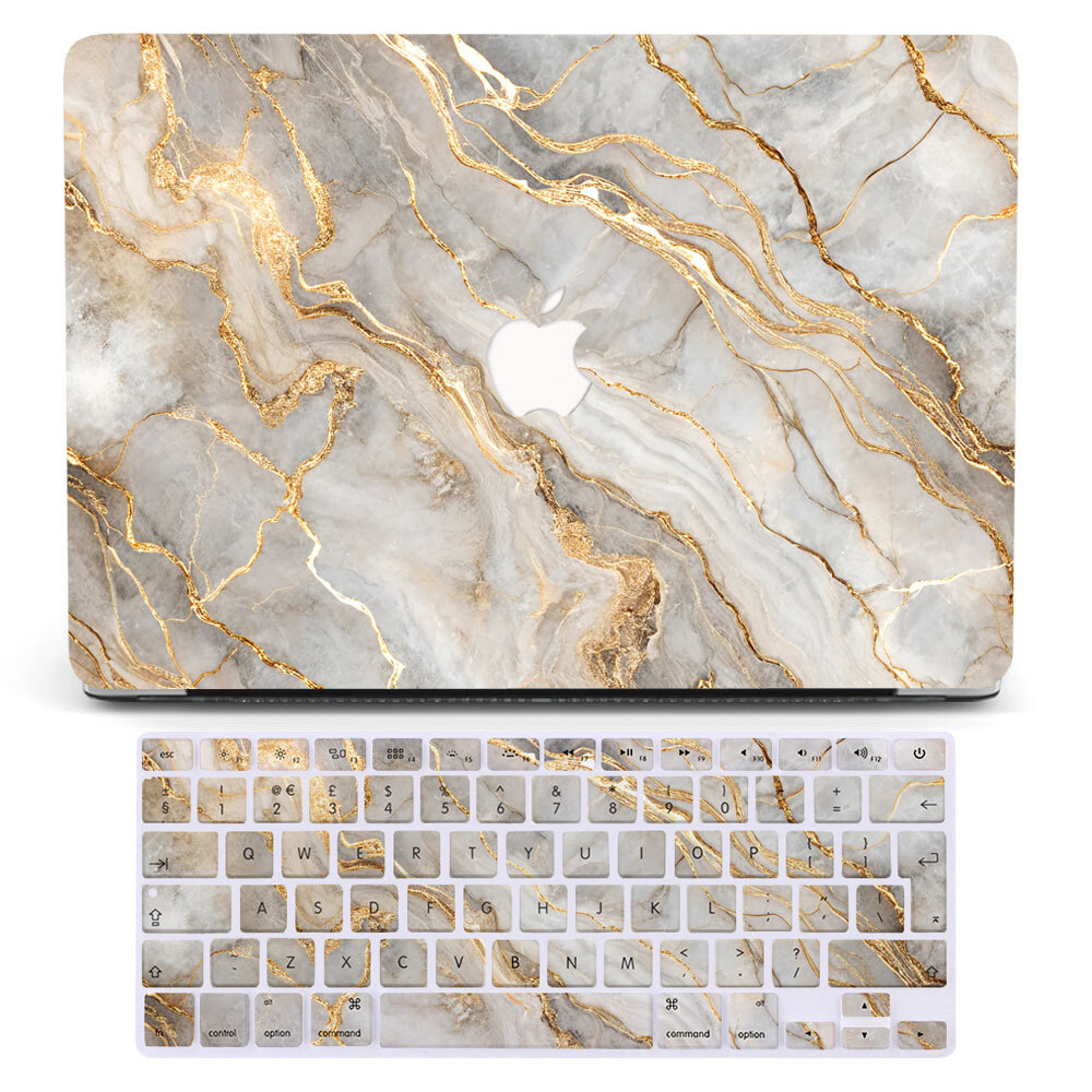 Gold Rock Marble Case+Keyboard Cover For Macbook M4 Air 13 15 Pro