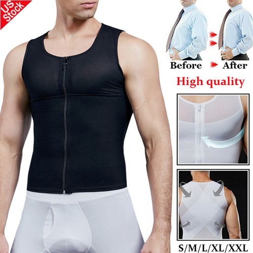Mens Slimming Body Shaper Zipper Vest 
