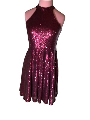 BAILEY BLUE burgundy Sequin Fit & Flair Party Dress Sz 5/6 | eBay