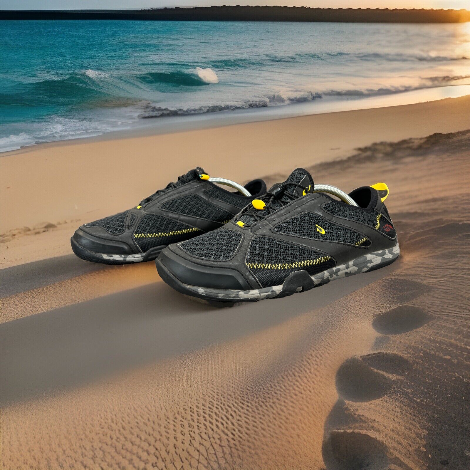 Olukai Eleu Trainer Black Water-Resistant Mens Running Sneakers Size 10