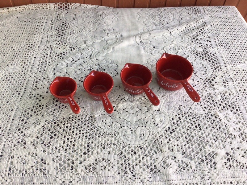 Christmas Santa Measuring Cups Ho Ho Ho Essentials 4 PIECE Ceramic Stacking Set