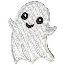 100x Ghost Applique Smiling Halloween White Badge Iron on Patch  4.5 5.5cm