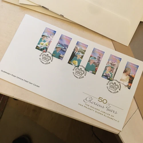Guernsey FIRST DAY COVER 2002 FDC Set (6) Queen Elizabeth II Golden Jubilee WCP